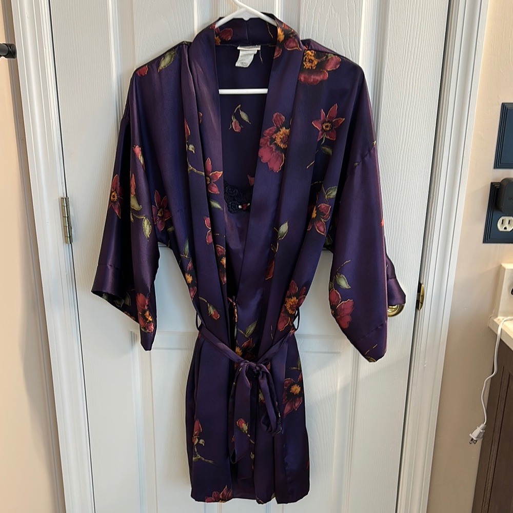 Floral Purple Kimono Chemises and Slip (overgarment) - Two Piece